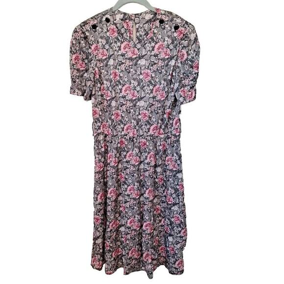 American Vintage Dresses & Skirts - Vintage 80s Floral Print Short Sleeve Dress Cottagecore Women Size Petite Large